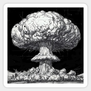 Atomic Mushroom Cloud Sketch – Anti-War Protest Art Sticker